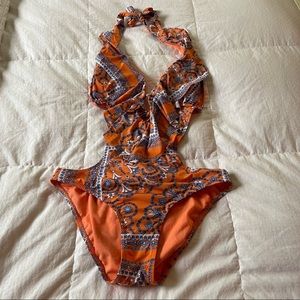 Cremieux floral cutout one piece swimsuit